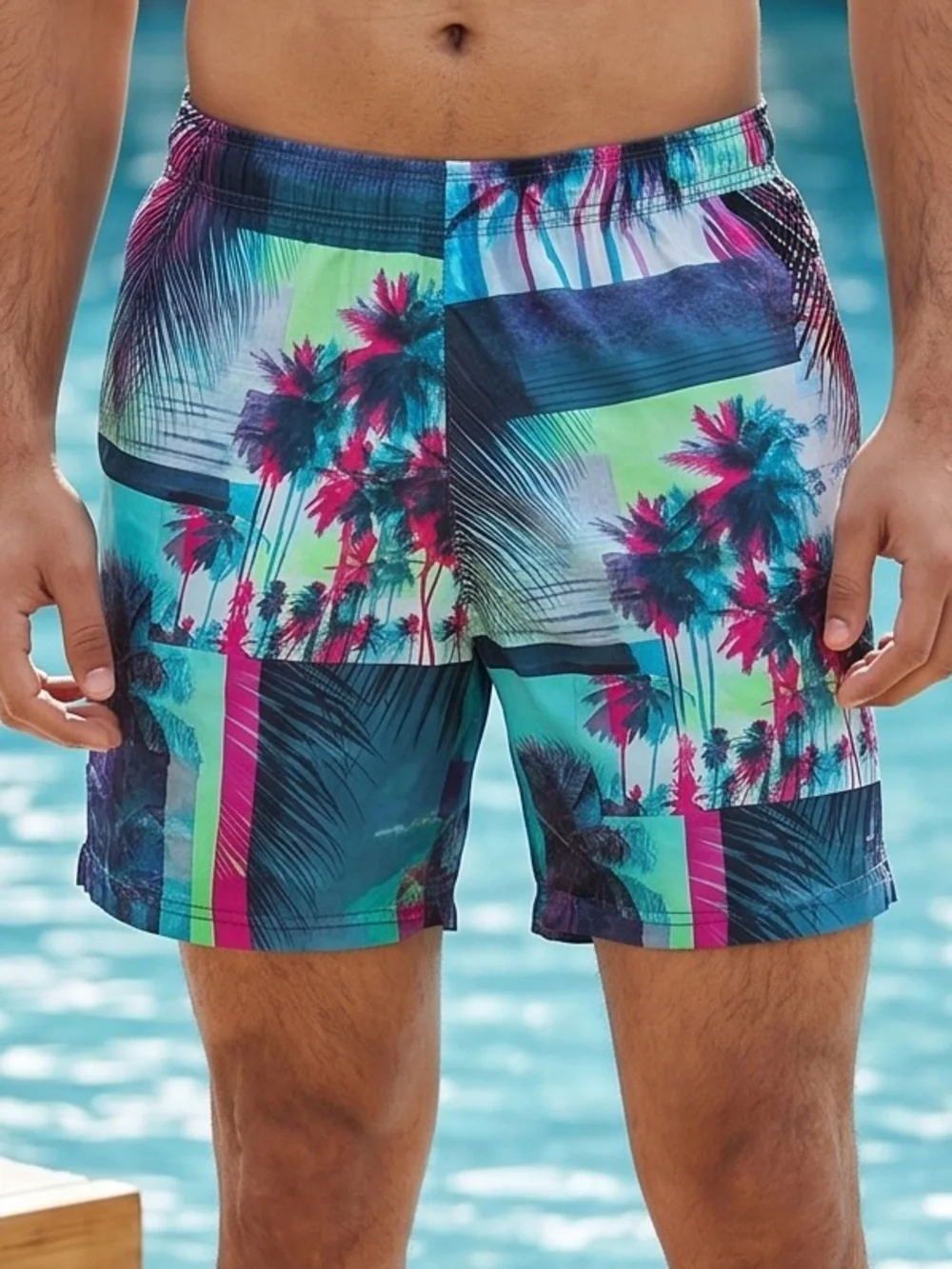NWT M No Boundaries Pool Party Swim Trunks Men’s Graphic Print Board Shorts